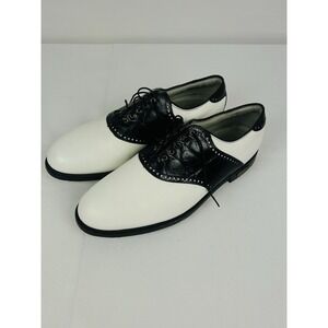 Footjoy Classics Dry Premiere Men's 13D Golf Shoes White Black  Spikes Crocodile